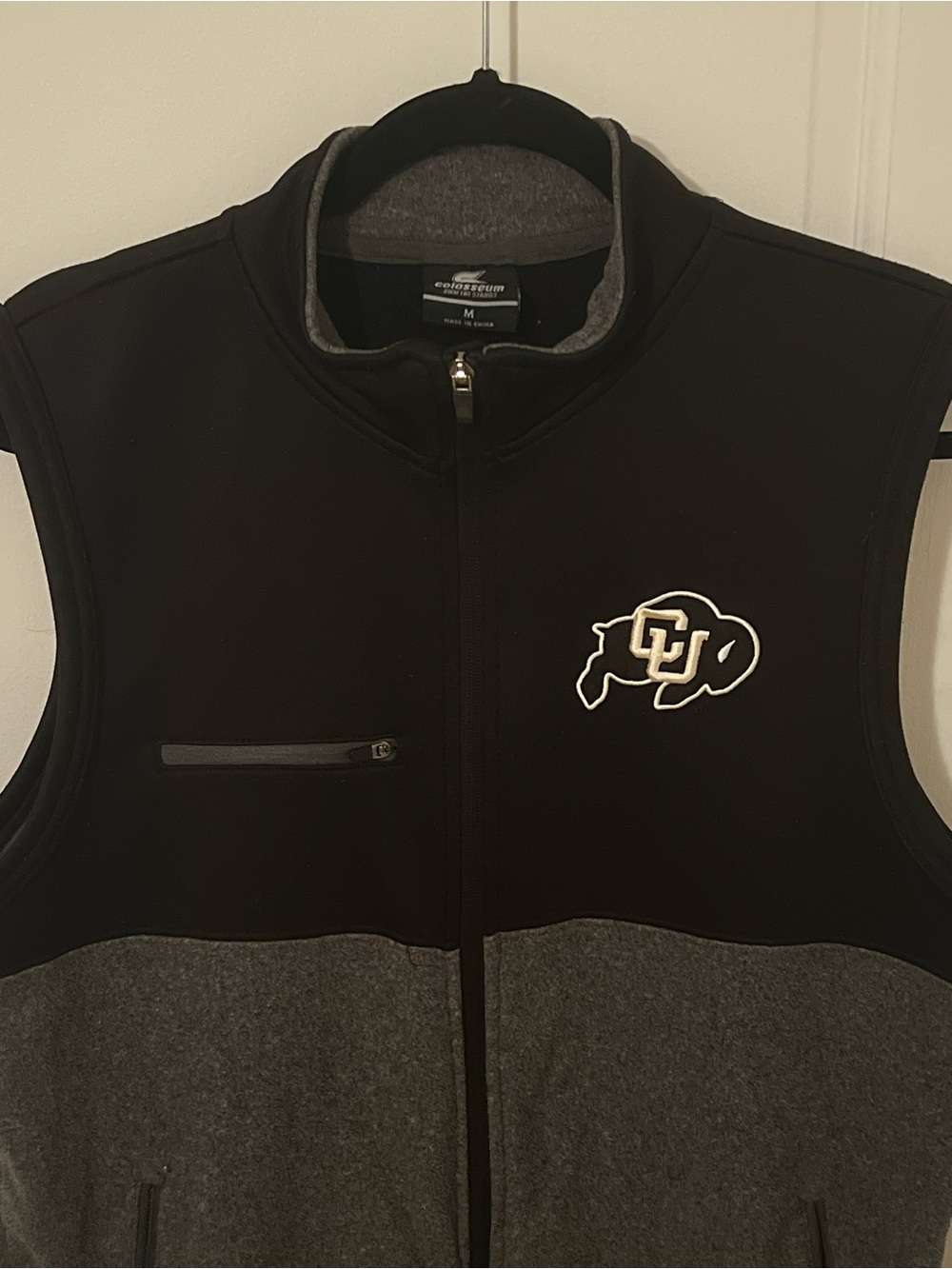 Colorado Buffaloes Embroidered Two-Tone Fleece Vest - Black & Gray Adult Medium